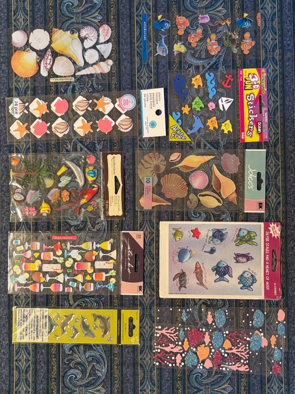 BUNDLE of Ocean Themed Stickers, Crafting, Scrapbooking - 8 NWT & More